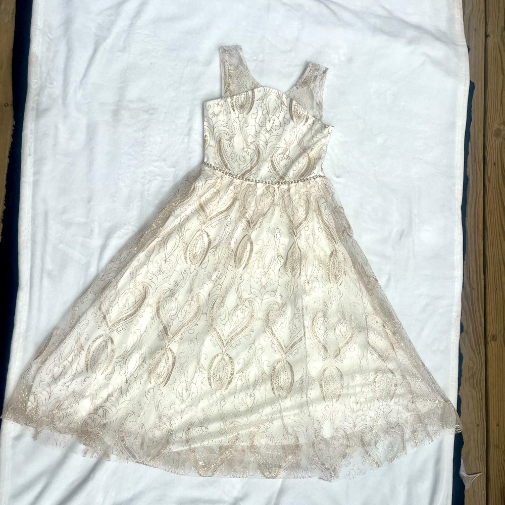 White dress with gold sparkles